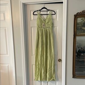 Easel Sage Green Lace Maxi Dress